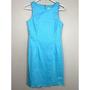 Southern Tide Womens Blue Scalloped Hem Sleeveless Shift Dress Size 0 Stretch